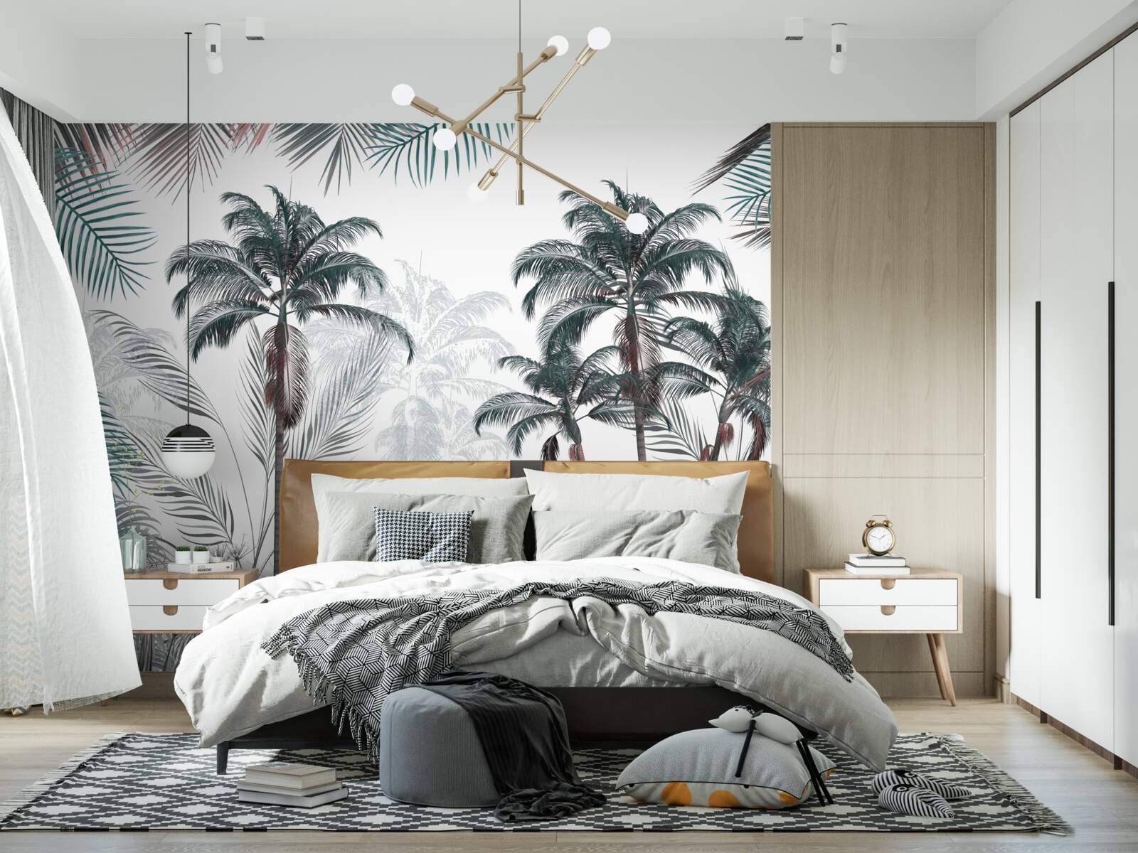 Papier peint forêts tropicales, palmiers et fougères