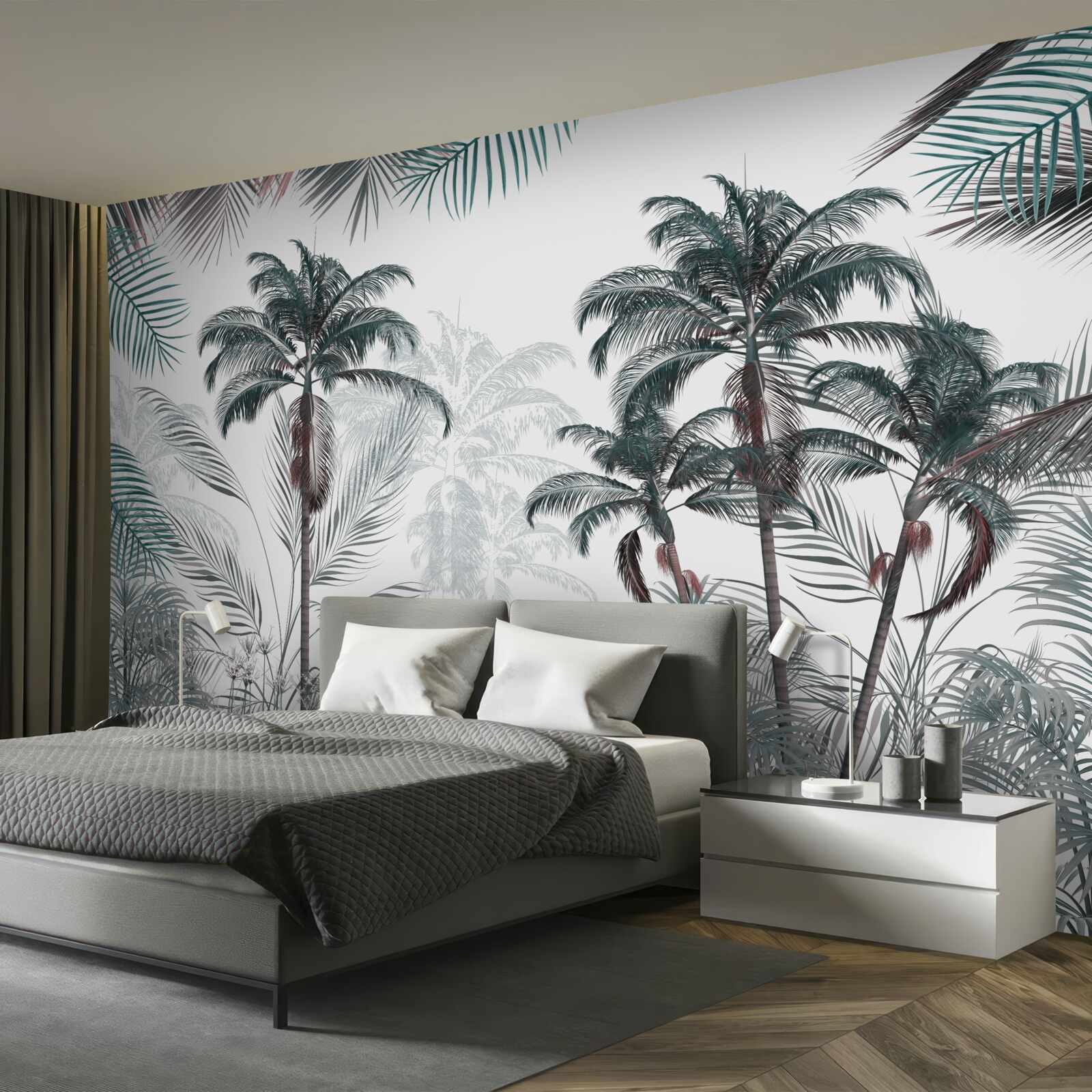 Papier peint forêts tropicales, palmiers et fougères