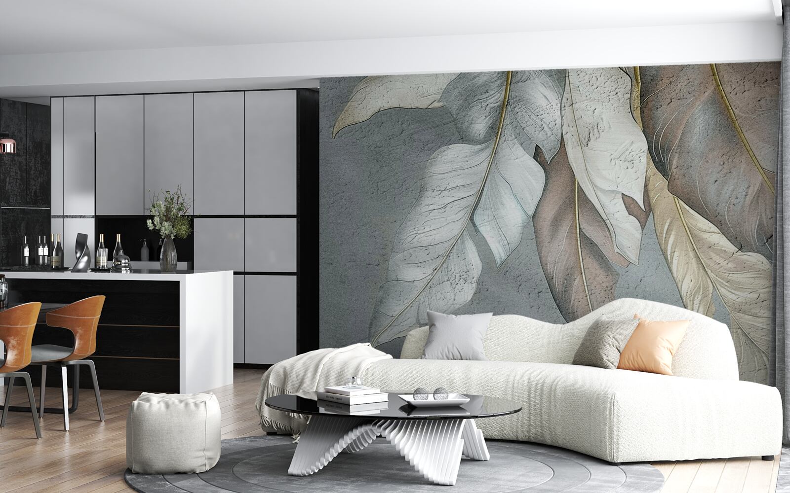 Papier peint feuilles de fougère se déployant