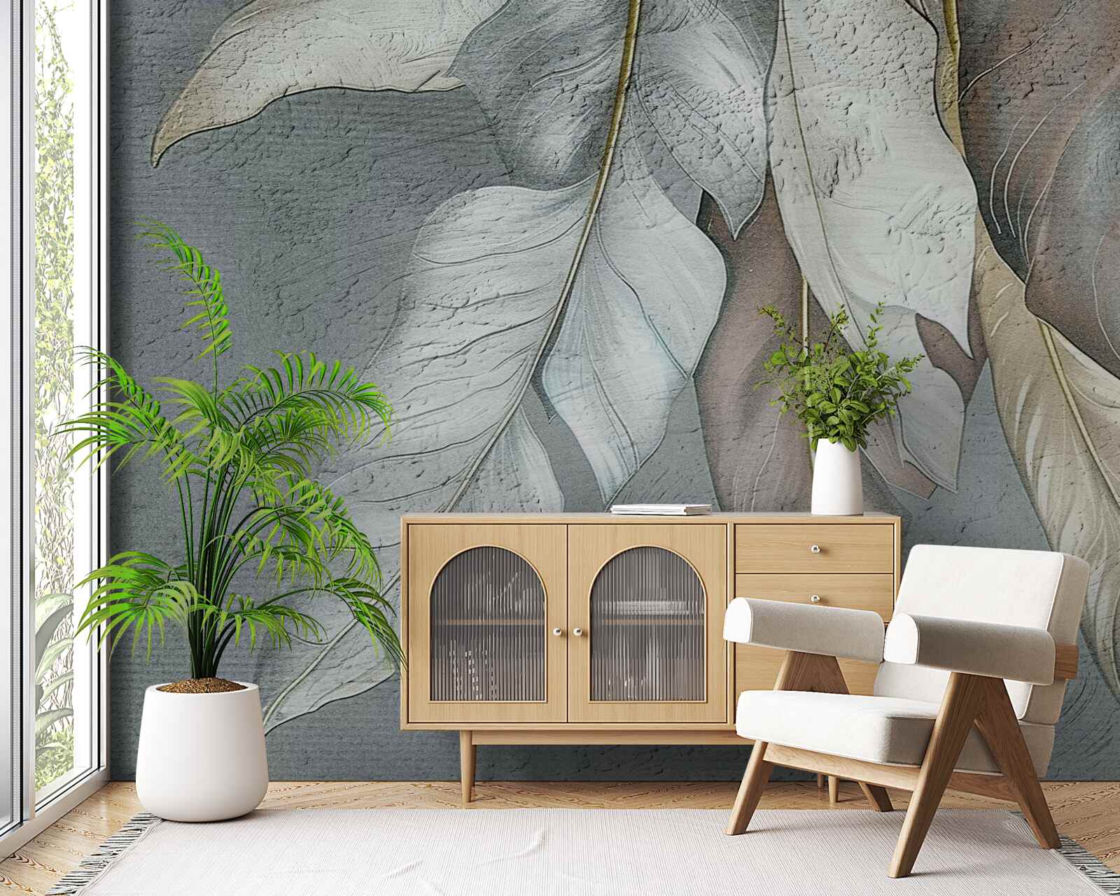 Papier peint feuilles de fougère se déployant