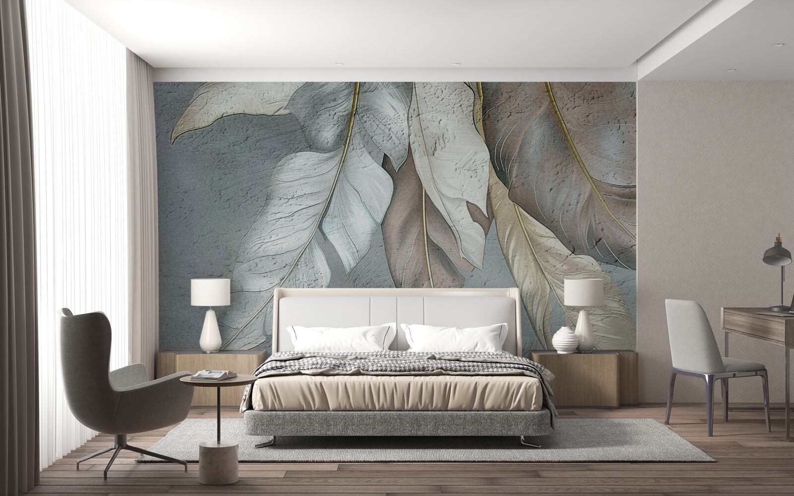 Papier peint feuilles de fougère se déployant