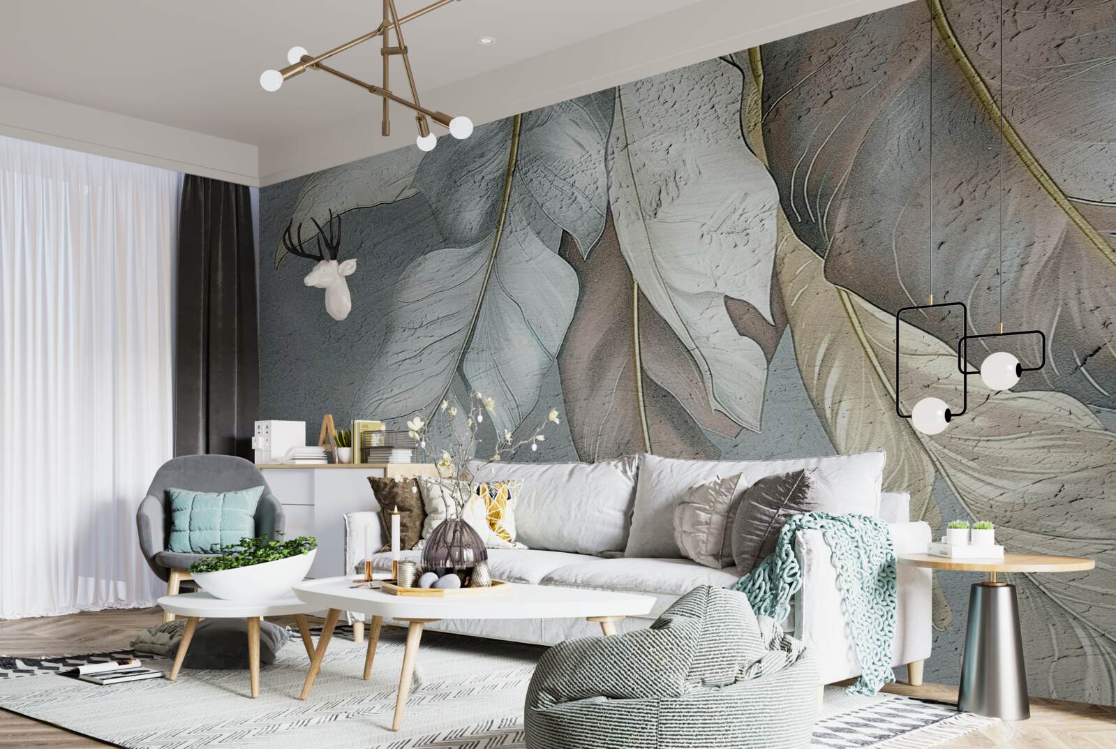 Papier peint feuilles de fougère se déployant