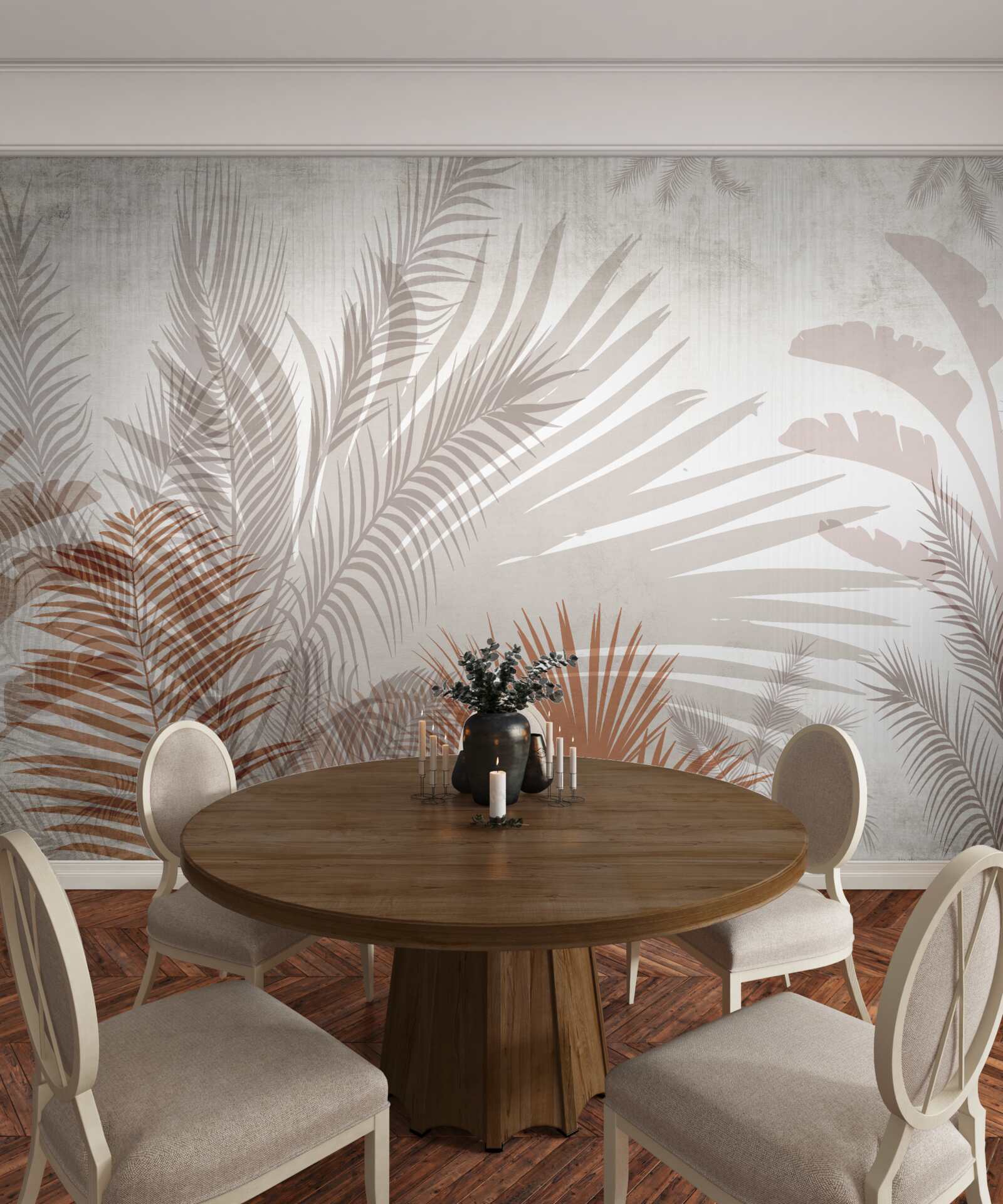 Papier peint feuillage tropical et fougère