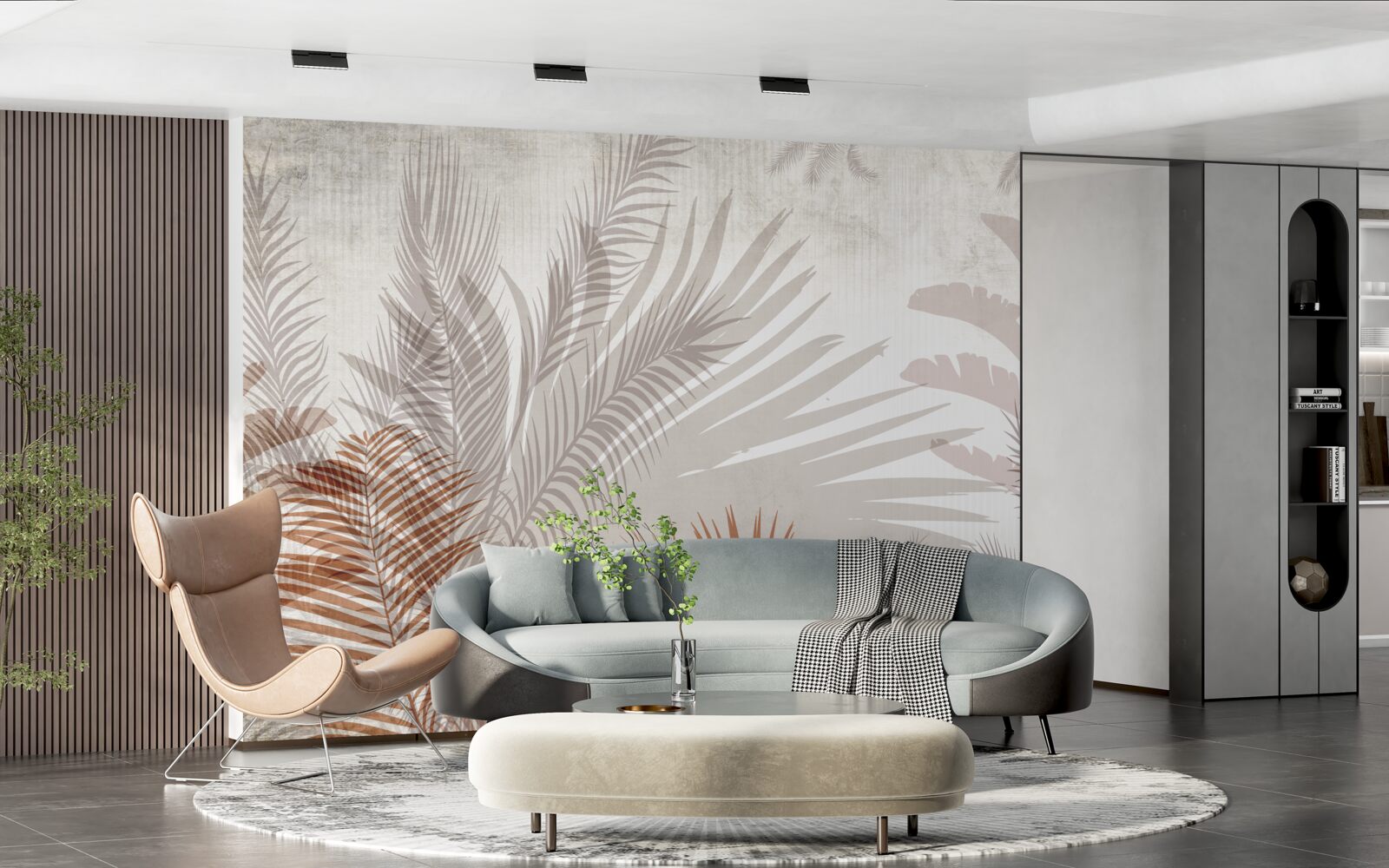 Papier peint feuillage tropical et fougère