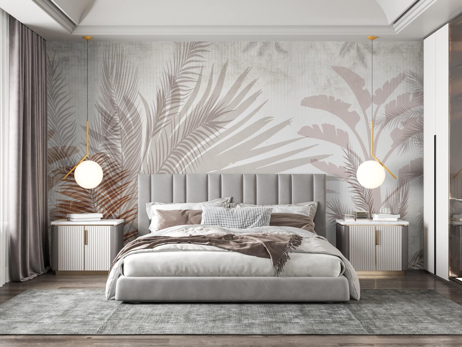 Papier peint feuillage tropical et fougère