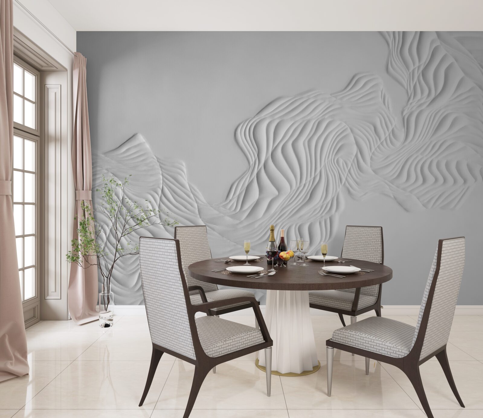 Papier peint lignes abstraites sur tissus légers