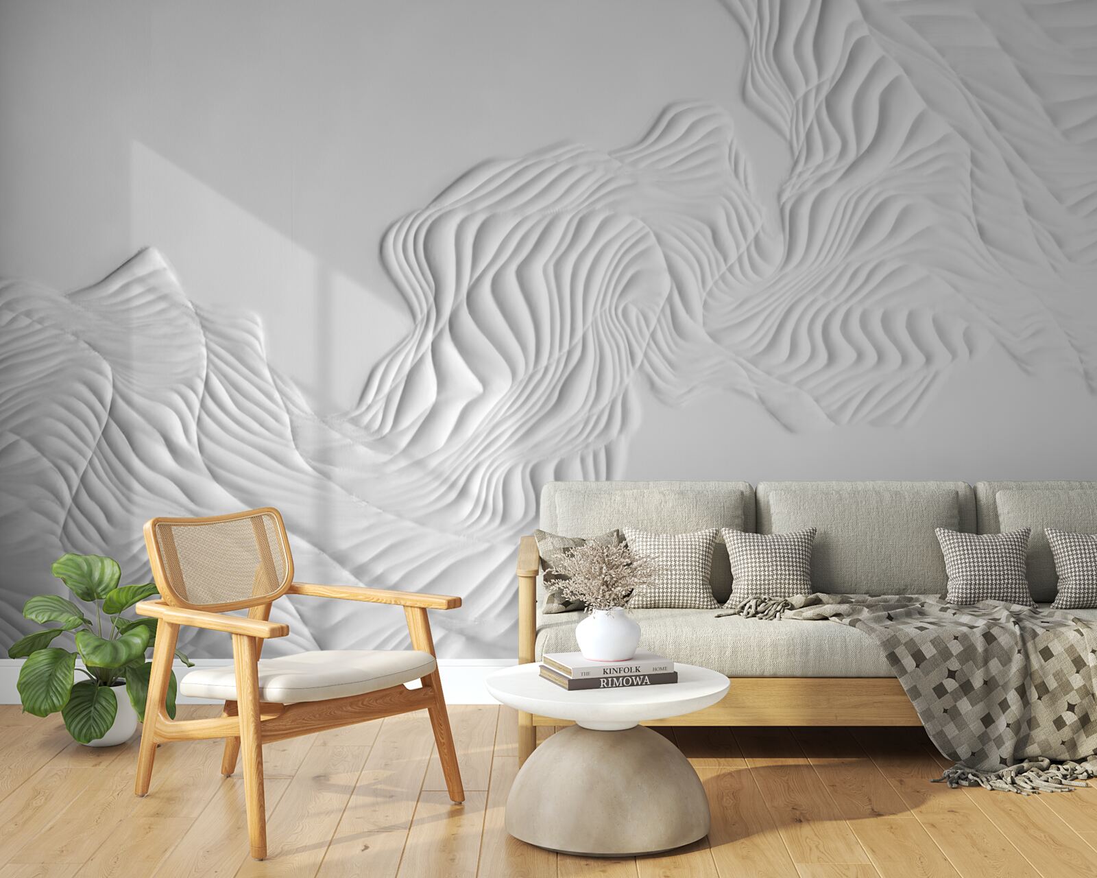 Papier peint lignes abstraites sur tissus légers