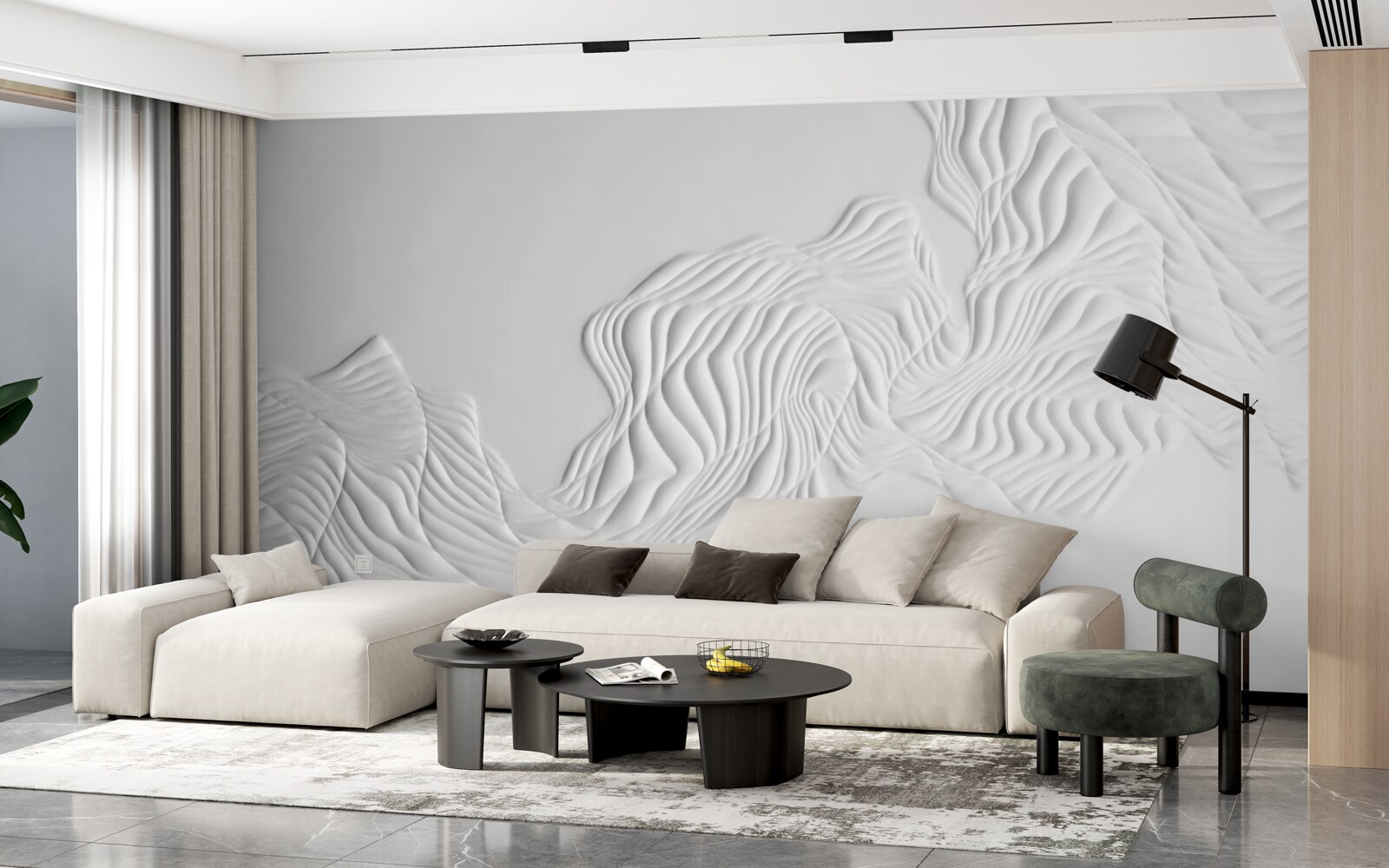 Papier peint lignes abstraites sur tissus légers