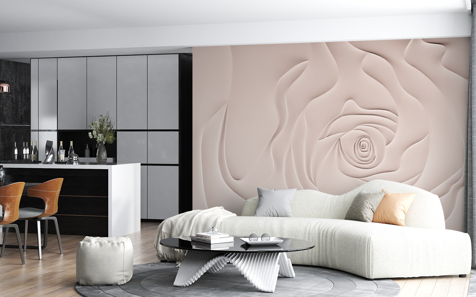 Papier peint bourgeon de rose abstrait