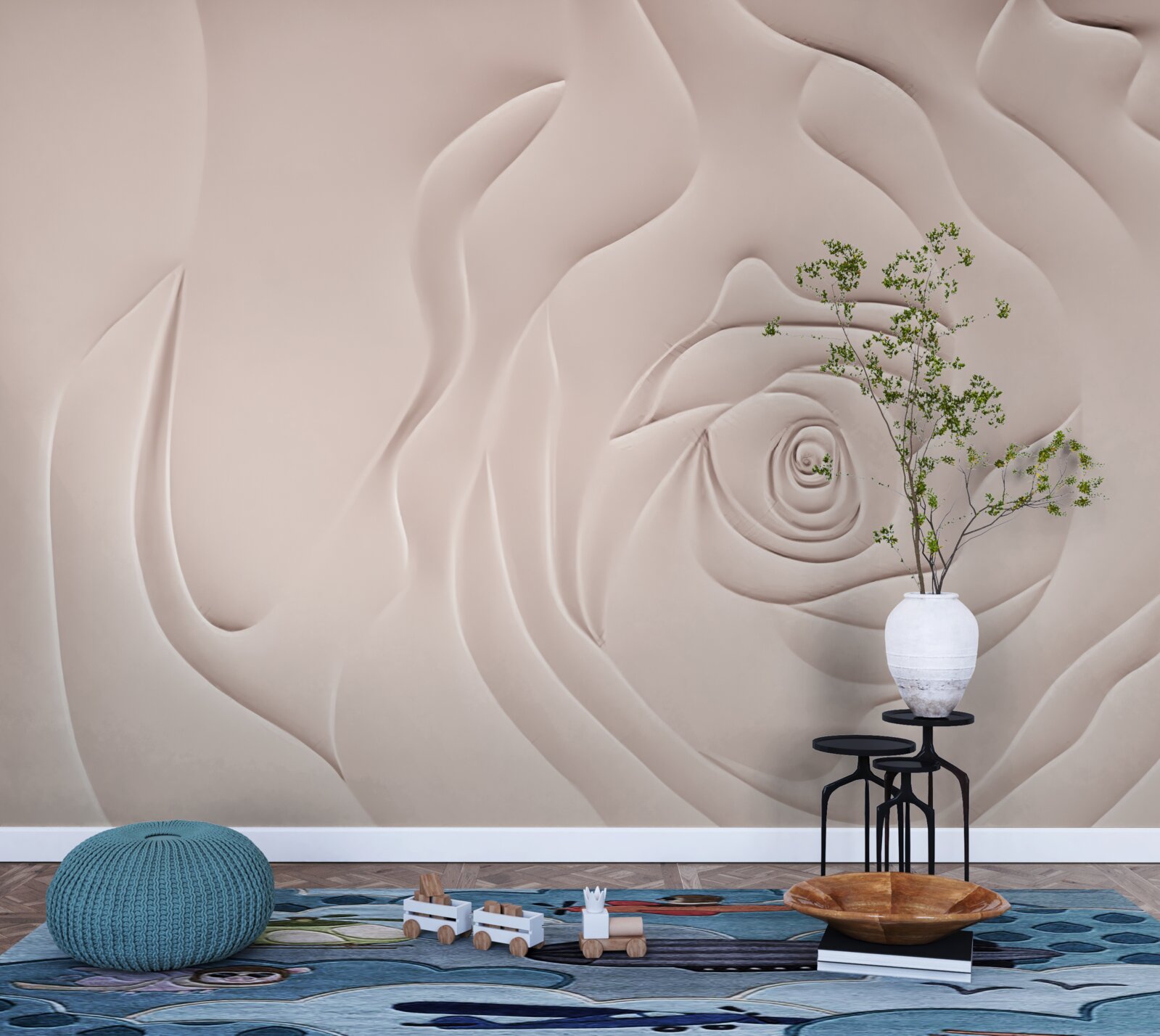 Papier peint bourgeon de rose abstrait