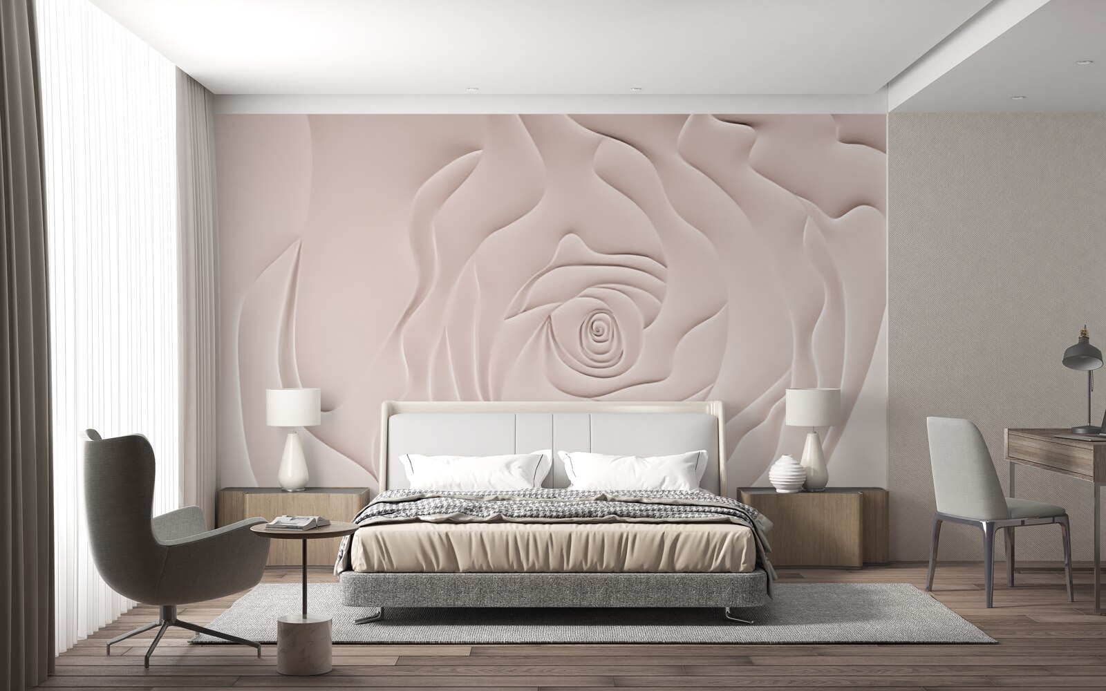 Papier peint bourgeon de rose abstrait