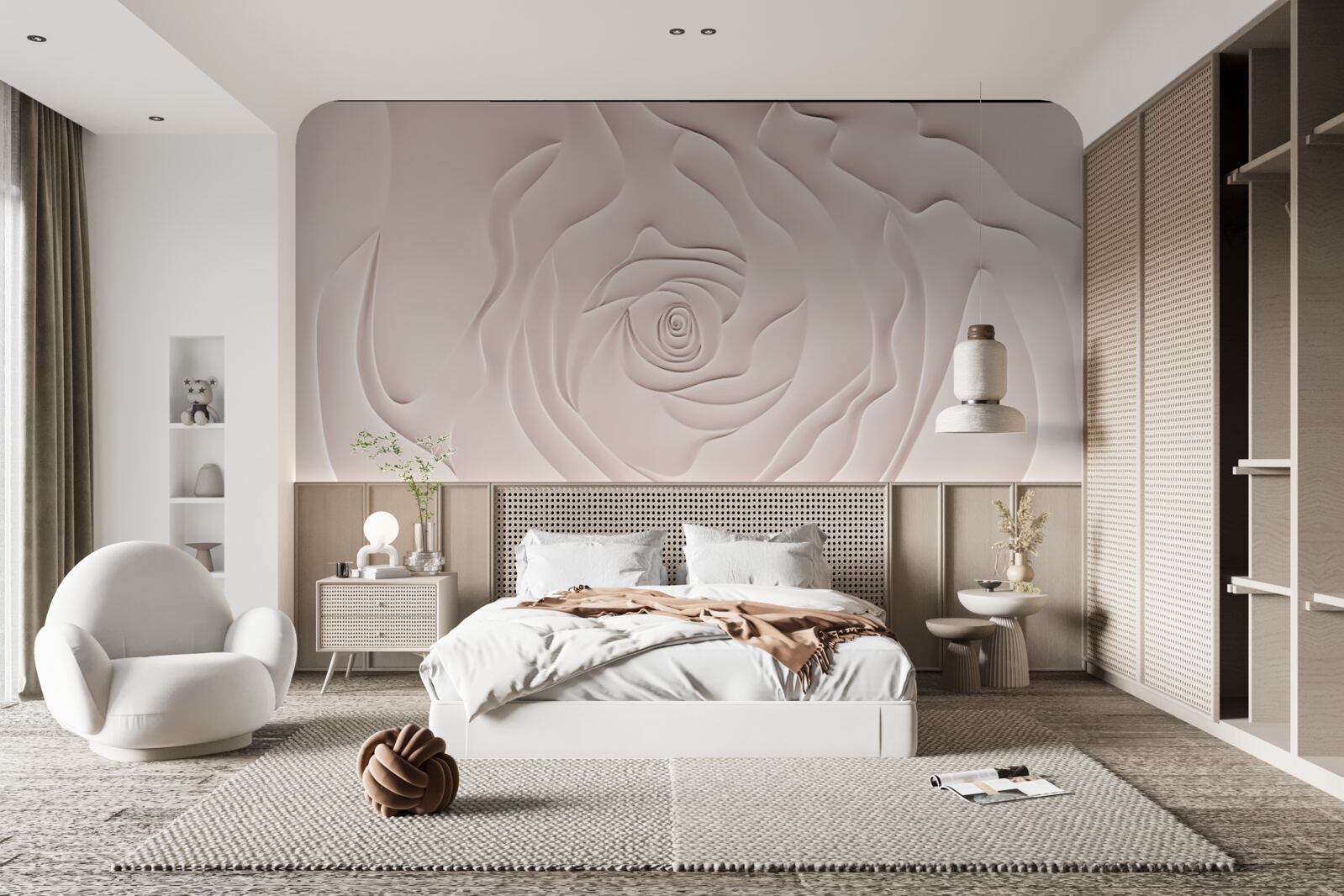 Papier peint bourgeon de rose abstrait