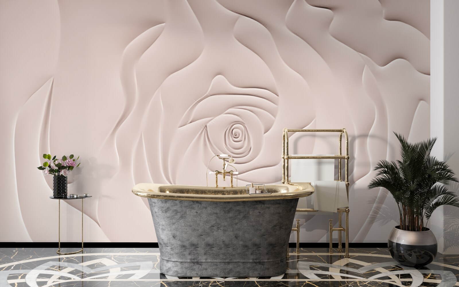 Papier peint bourgeon de rose abstrait