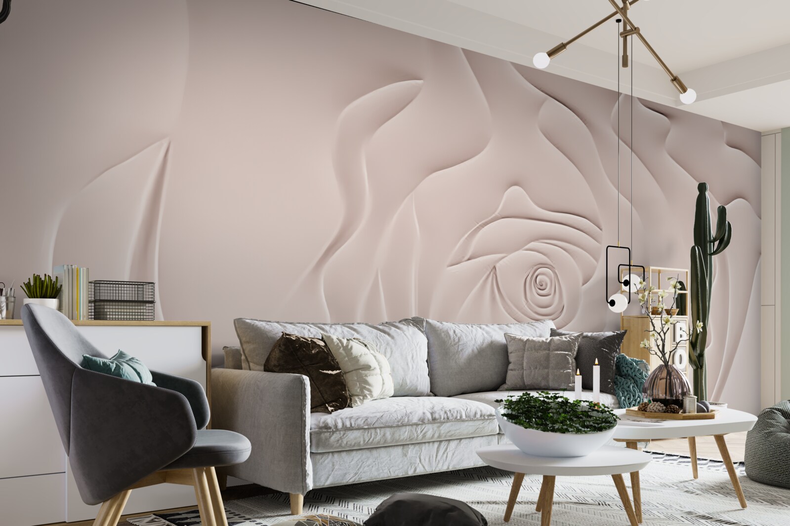 Papier peint bourgeon de rose abstrait