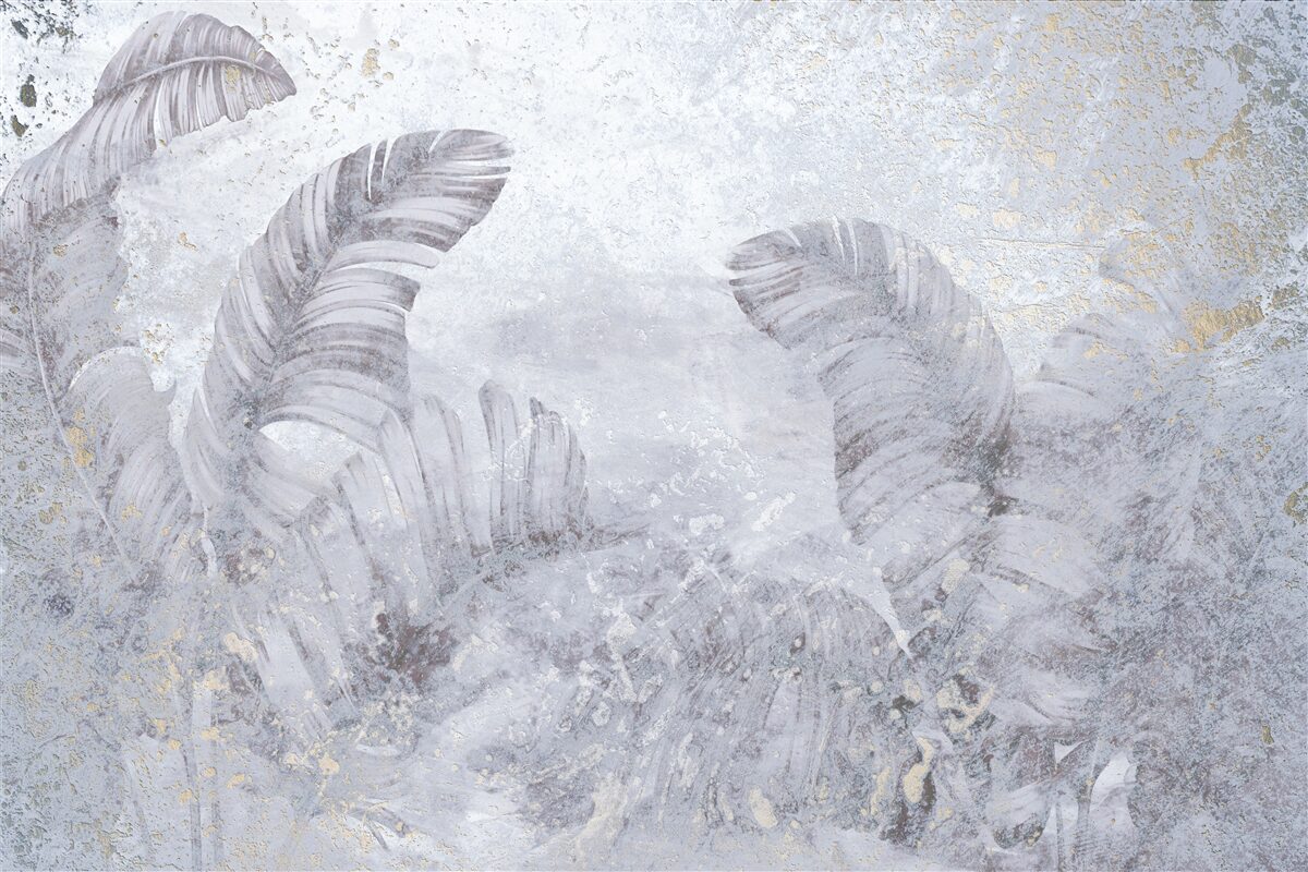 Papier peint feuilles tropicales sous la pluie battante