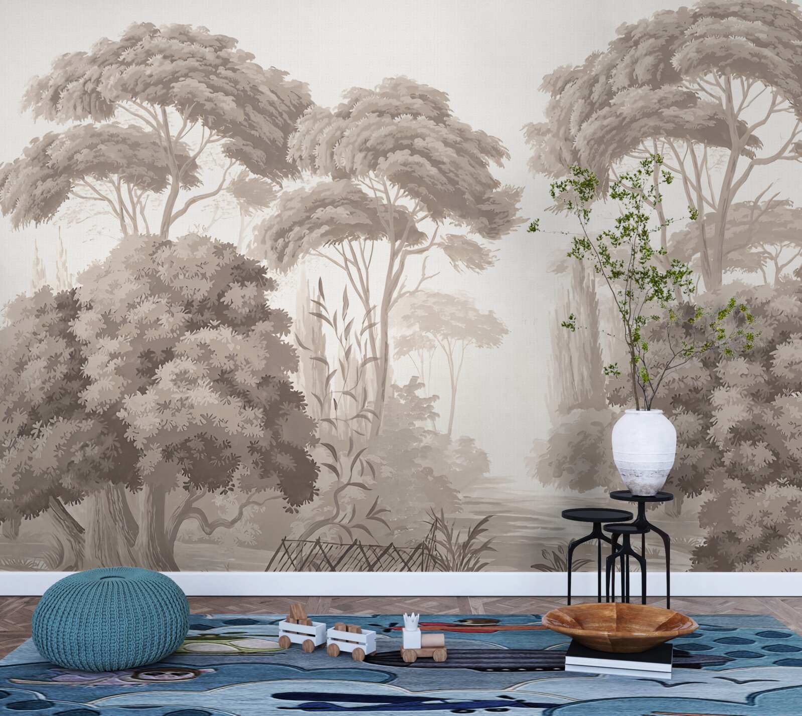 Papier peint la cime des arbres luxuriants dans la forêt