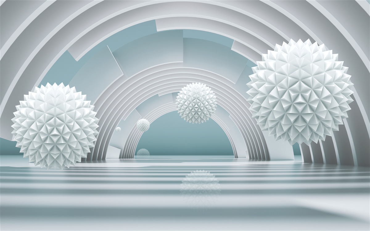 Papier peint des boulets flottants et un tunnel circulaire