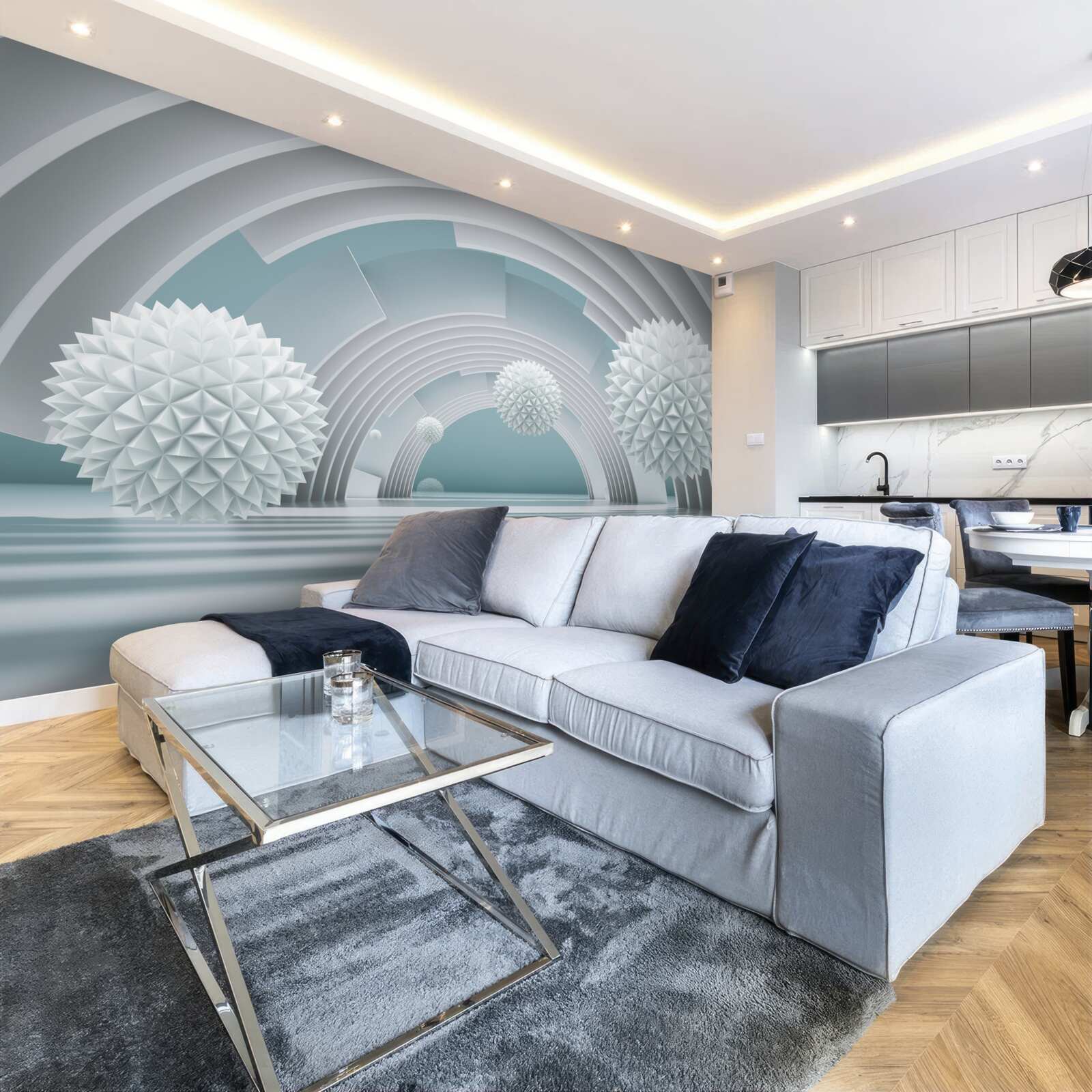 Papier peint des boulets flottants et un tunnel circulaire