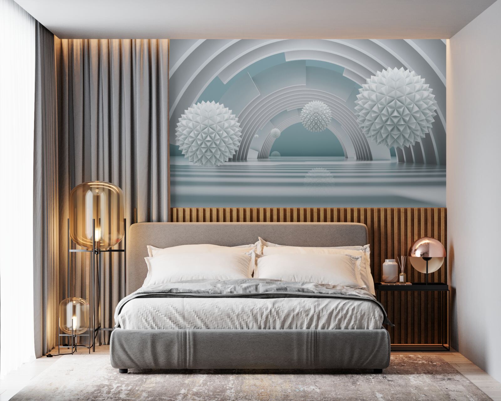 Papier peint des boulets flottants et un tunnel circulaire