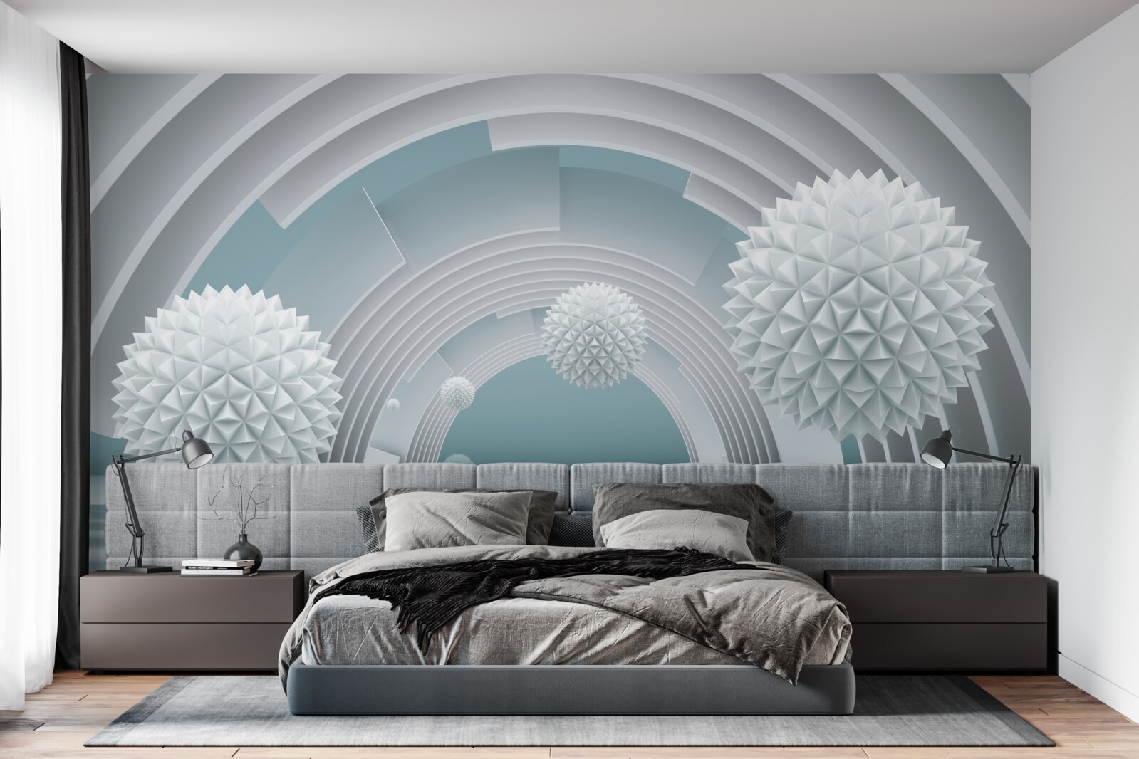 Papier peint des boulets flottants et un tunnel circulaire