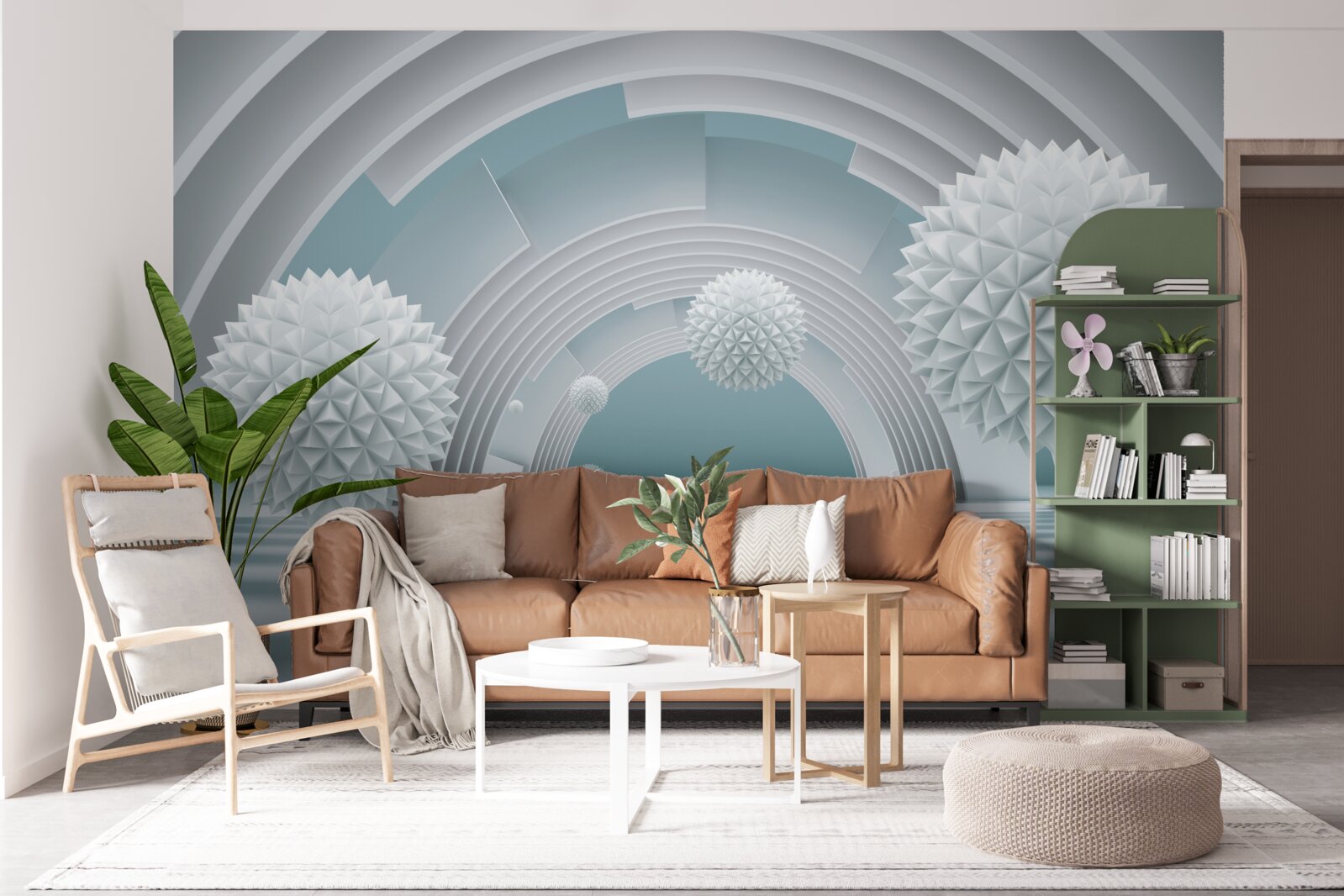 Papier peint des boulets flottants et un tunnel circulaire