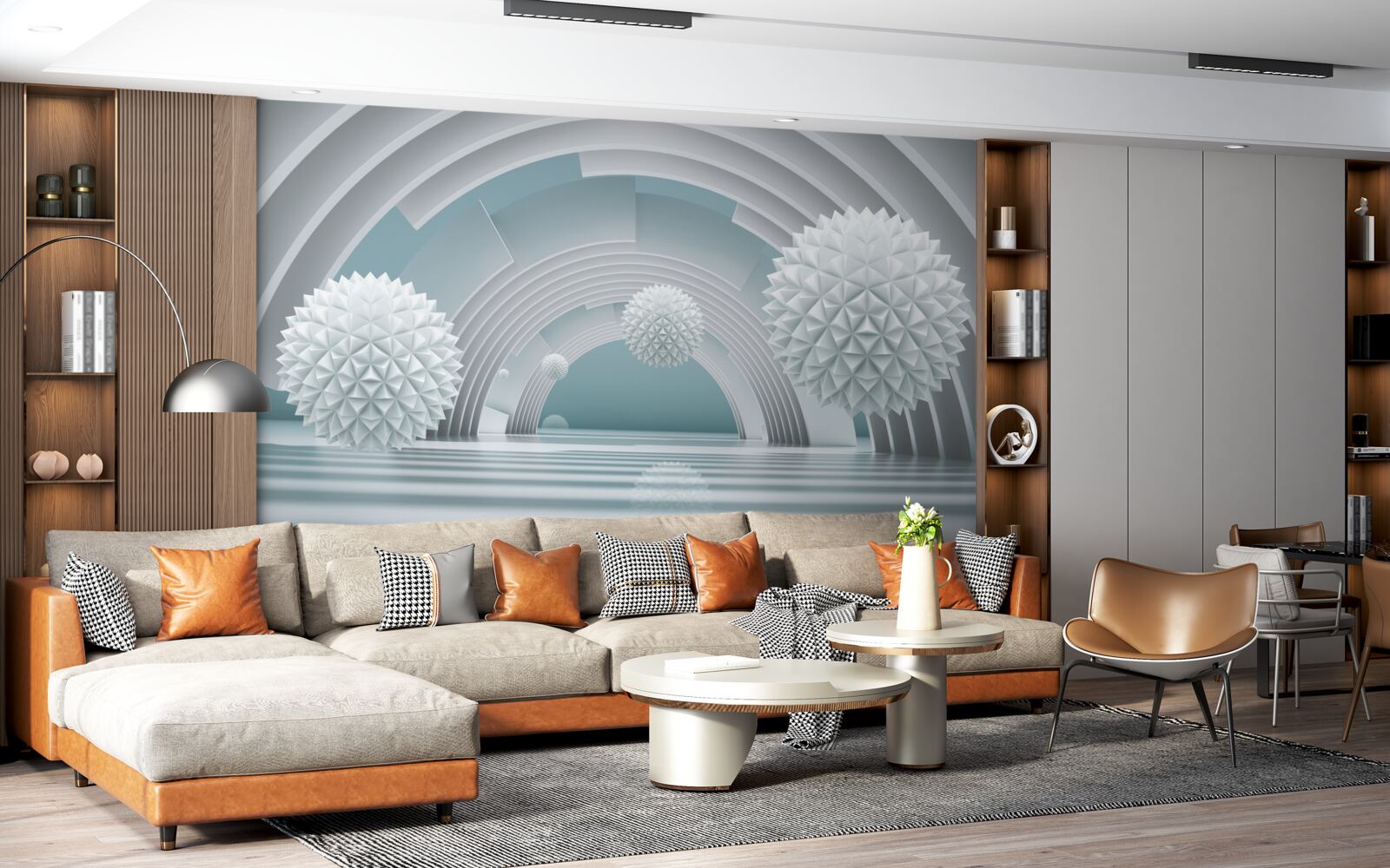 Papier peint des boulets flottants et un tunnel circulaire