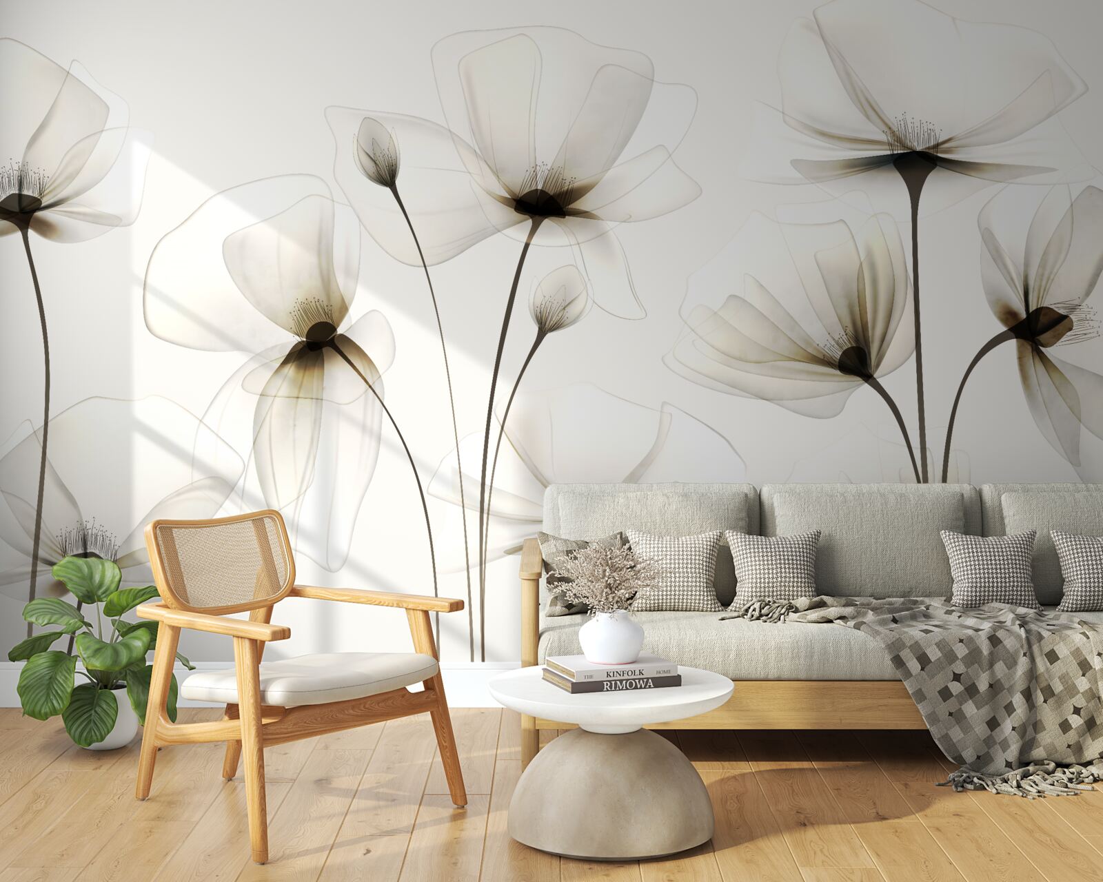 Papier peint pavot gracieux et translucide