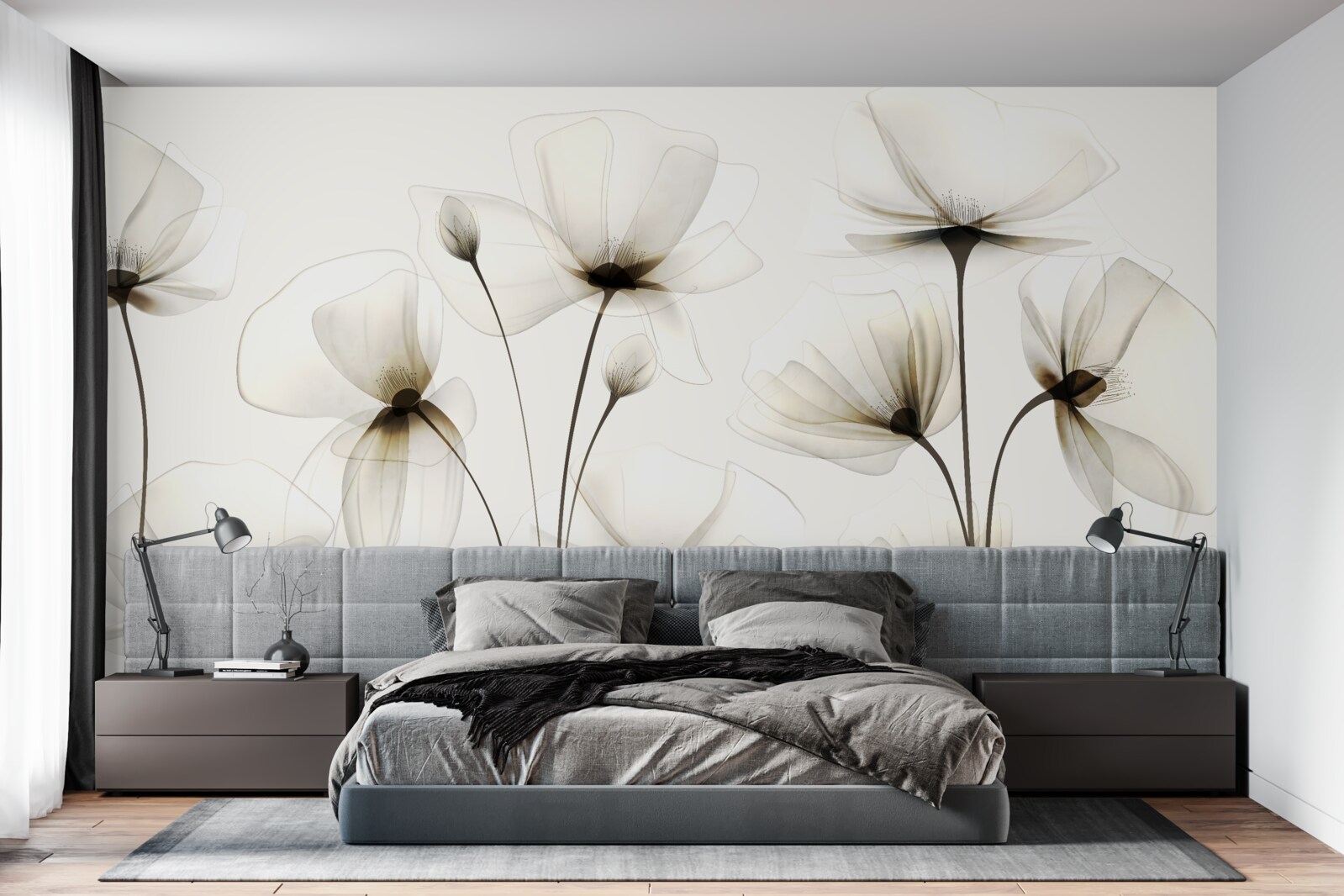 Papier peint pavot gracieux et translucide