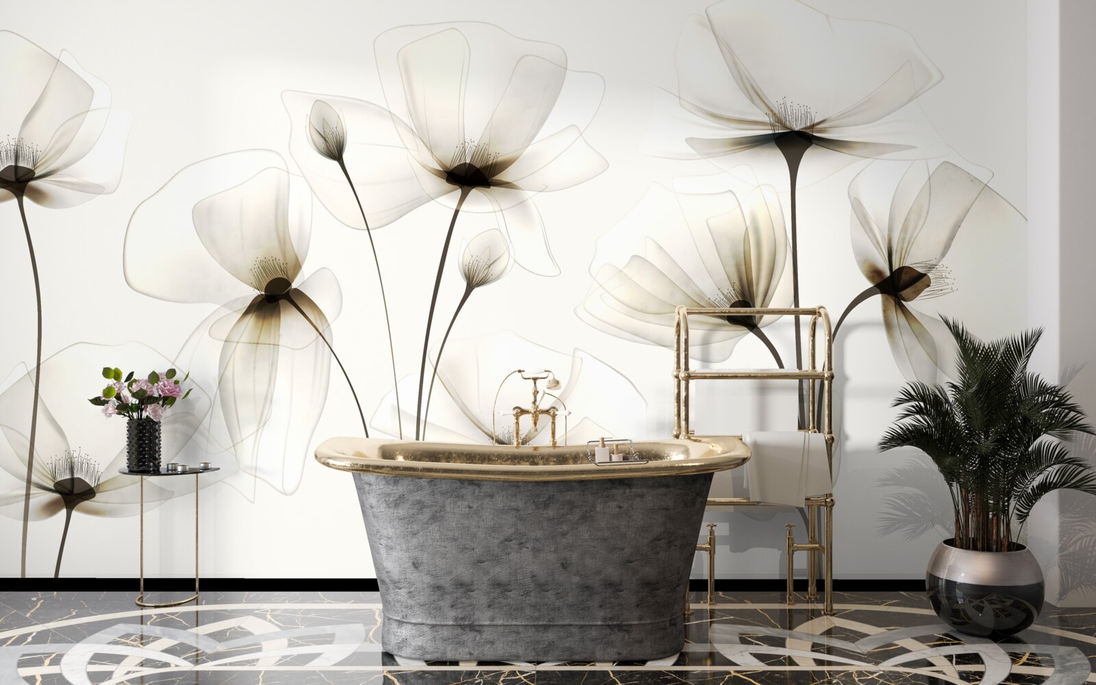 Papier peint pavot gracieux et translucide