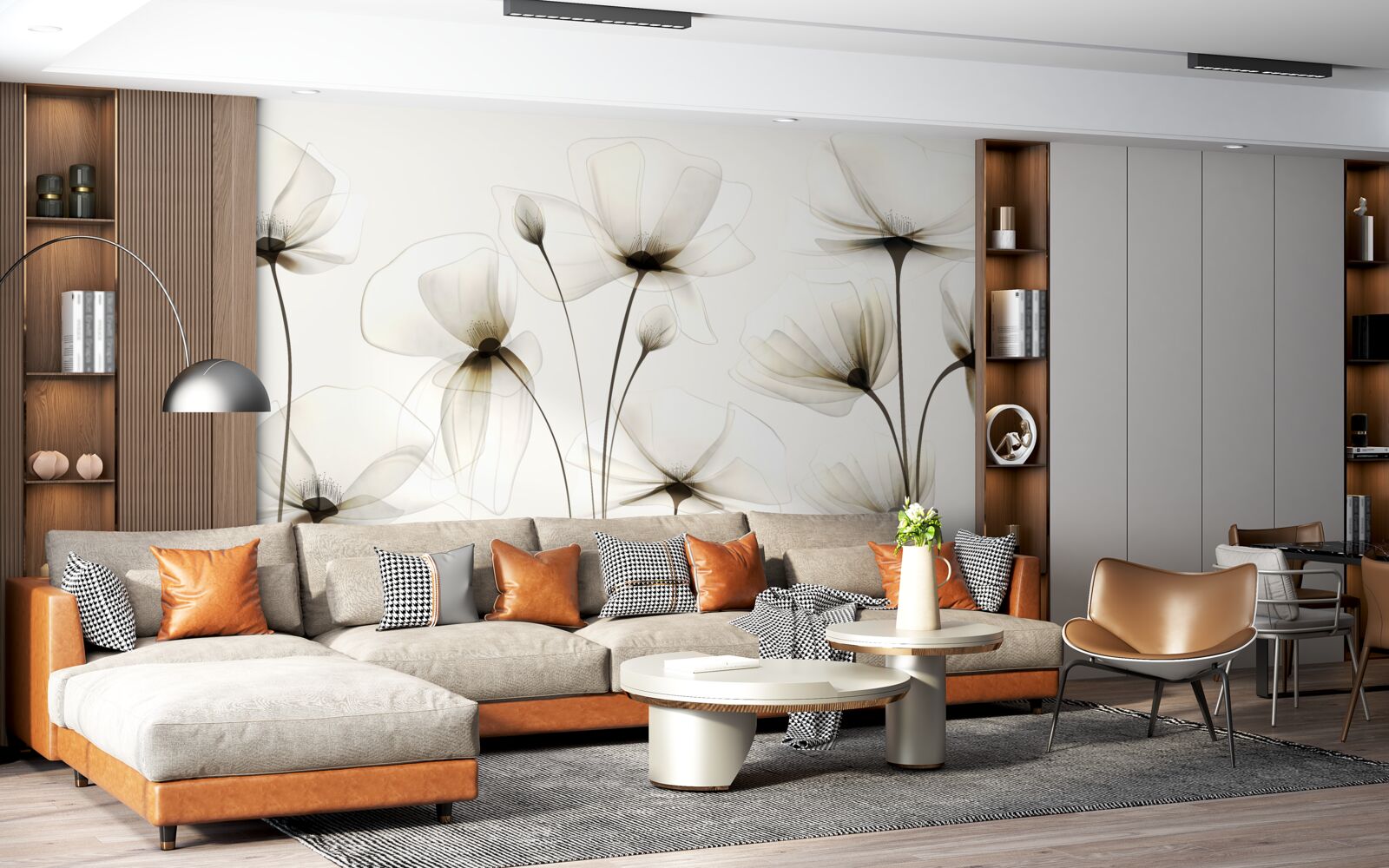 Papier peint pavot gracieux et translucide