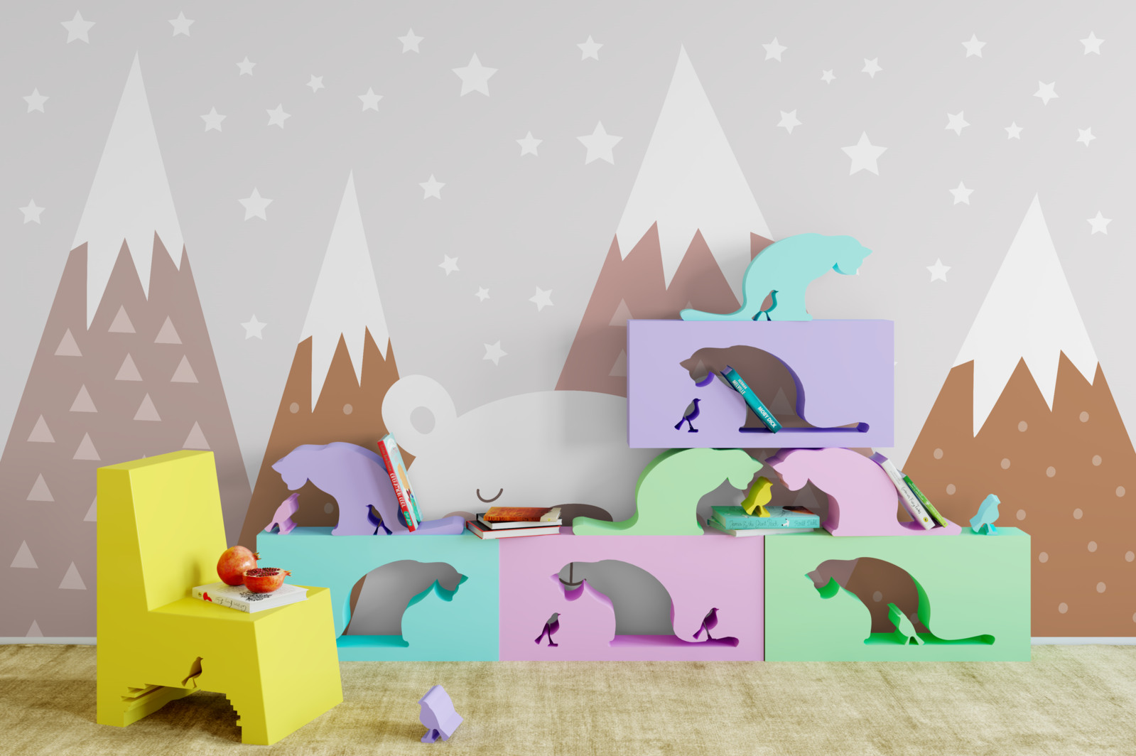 Papier peint l'ours se repose dans les montagnes