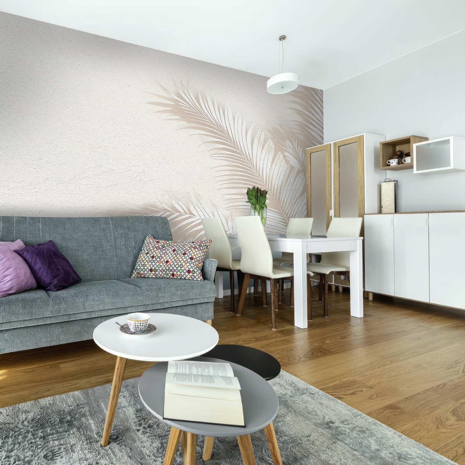 Papier peint les feuilles de fougères sont blanches comme neige