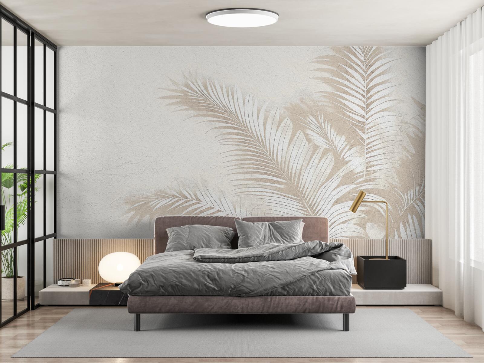 Papier peint les feuilles de fougères sont blanches comme neige