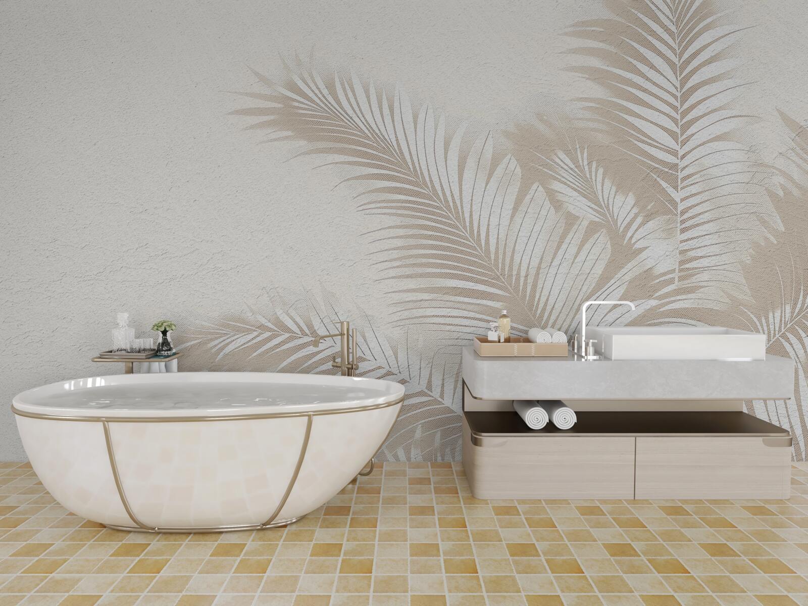 Papier peint les feuilles de fougères sont blanches comme neige