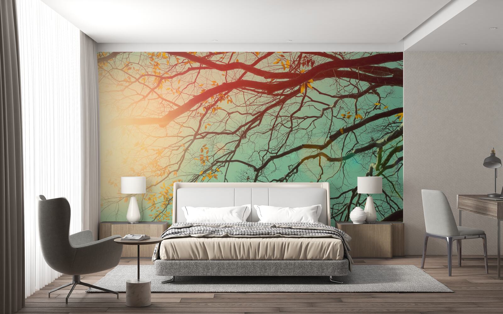 Papier peint les branches d'arbres se découpent sur le ciel