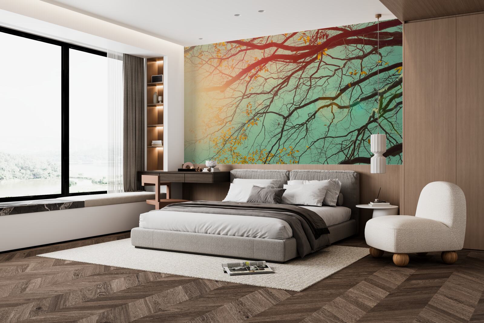 Papier peint les branches d'arbres se découpent sur le ciel