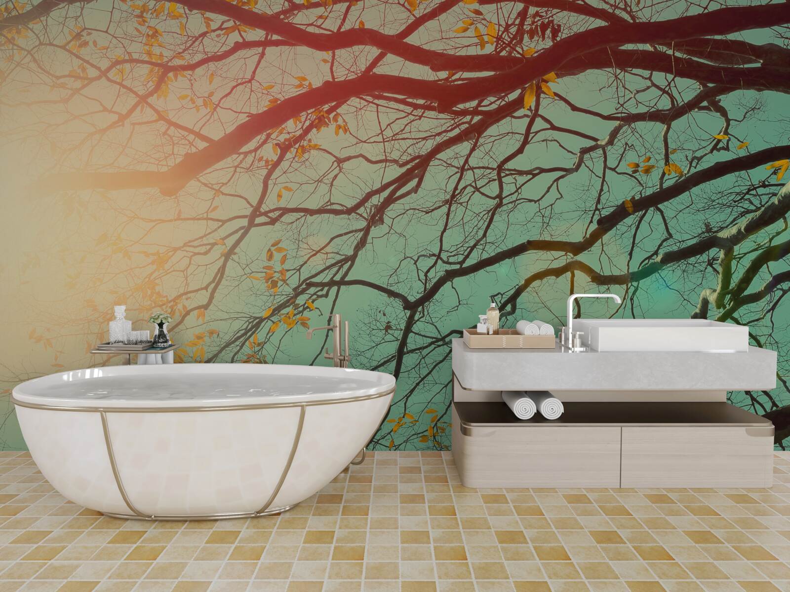 Papier peint les branches d'arbres se découpent sur le ciel