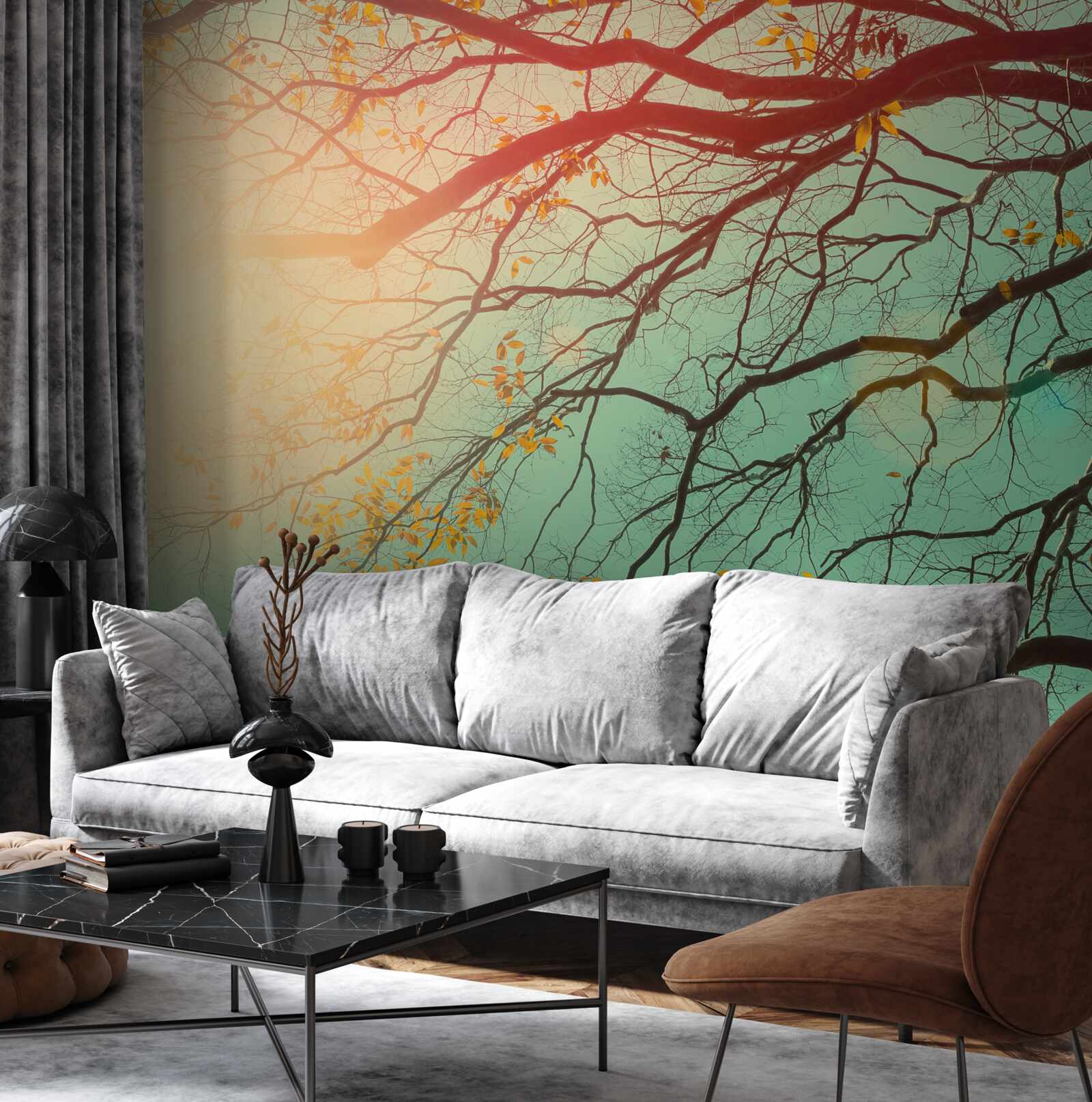 Papier peint les branches d'arbres se découpent sur le ciel