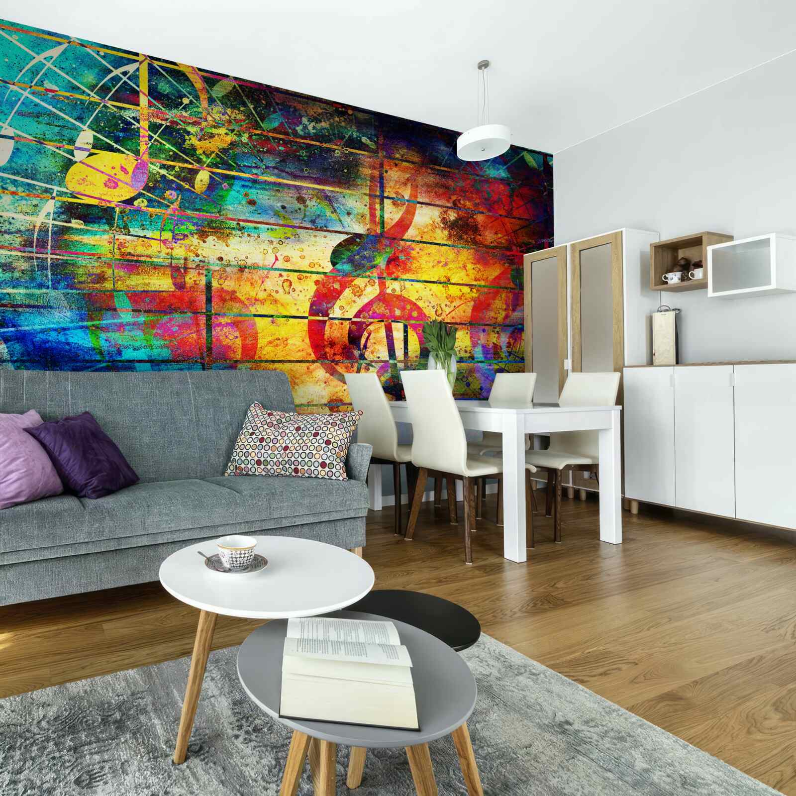 Papier peint graffiti en forme de clé de violon