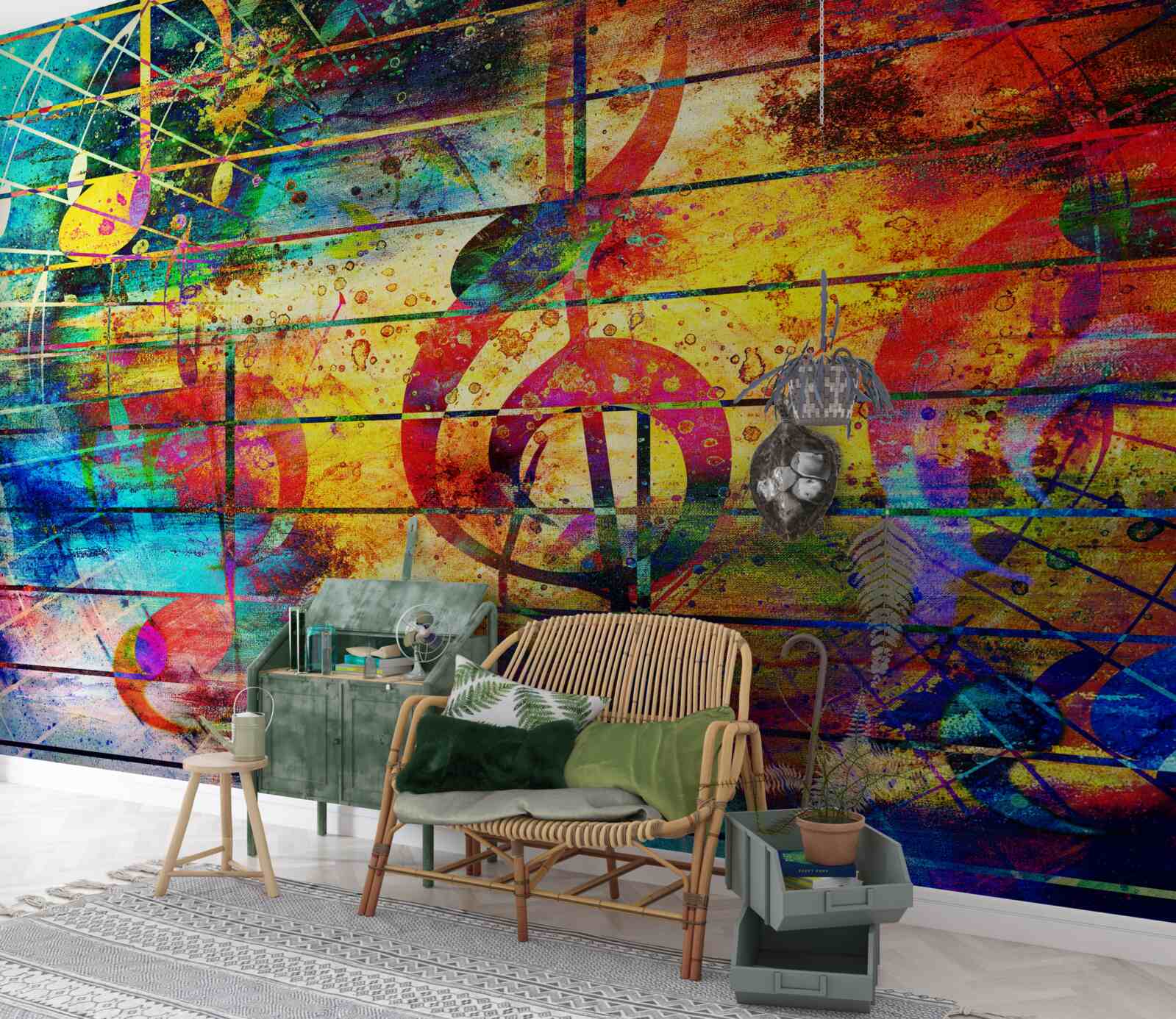 Papier peint graffiti en forme de clé de violon