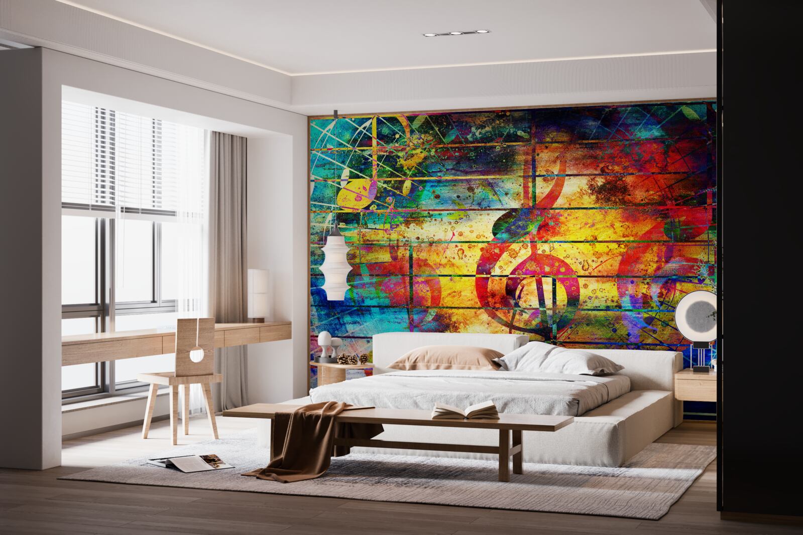 Papier peint graffiti en forme de clé de violon