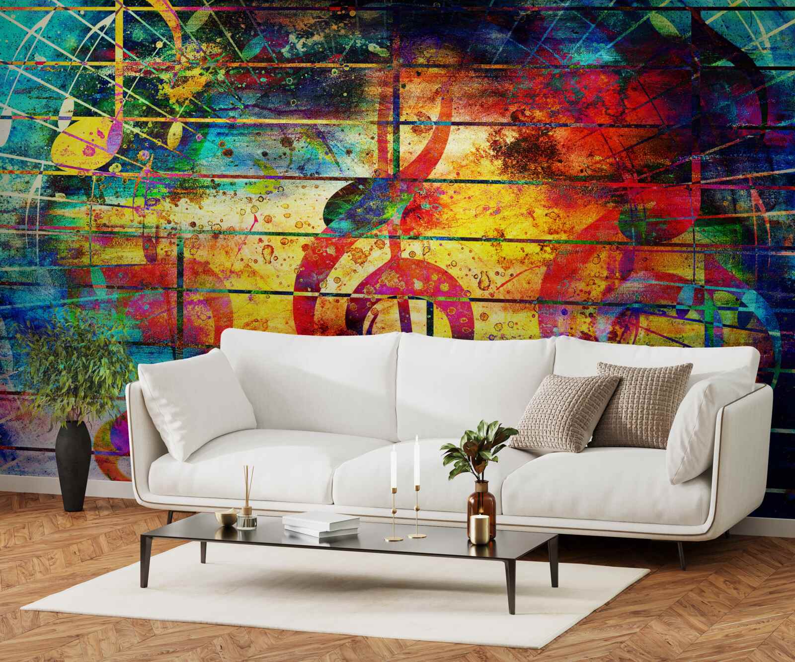 Papier peint graffiti en forme de clé de violon