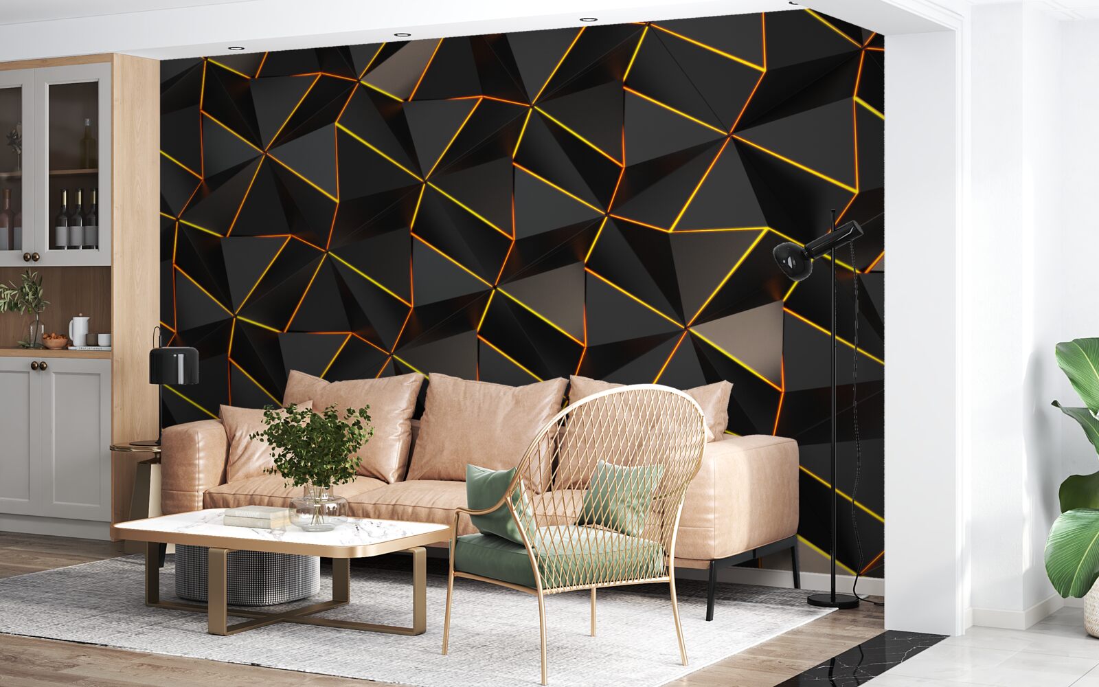 Papier peint Pyramides 3d avec or