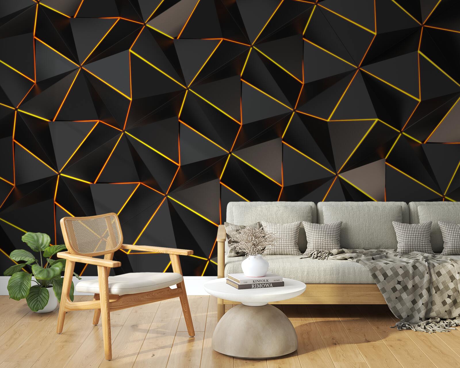 Papier peint Pyramides 3d avec or