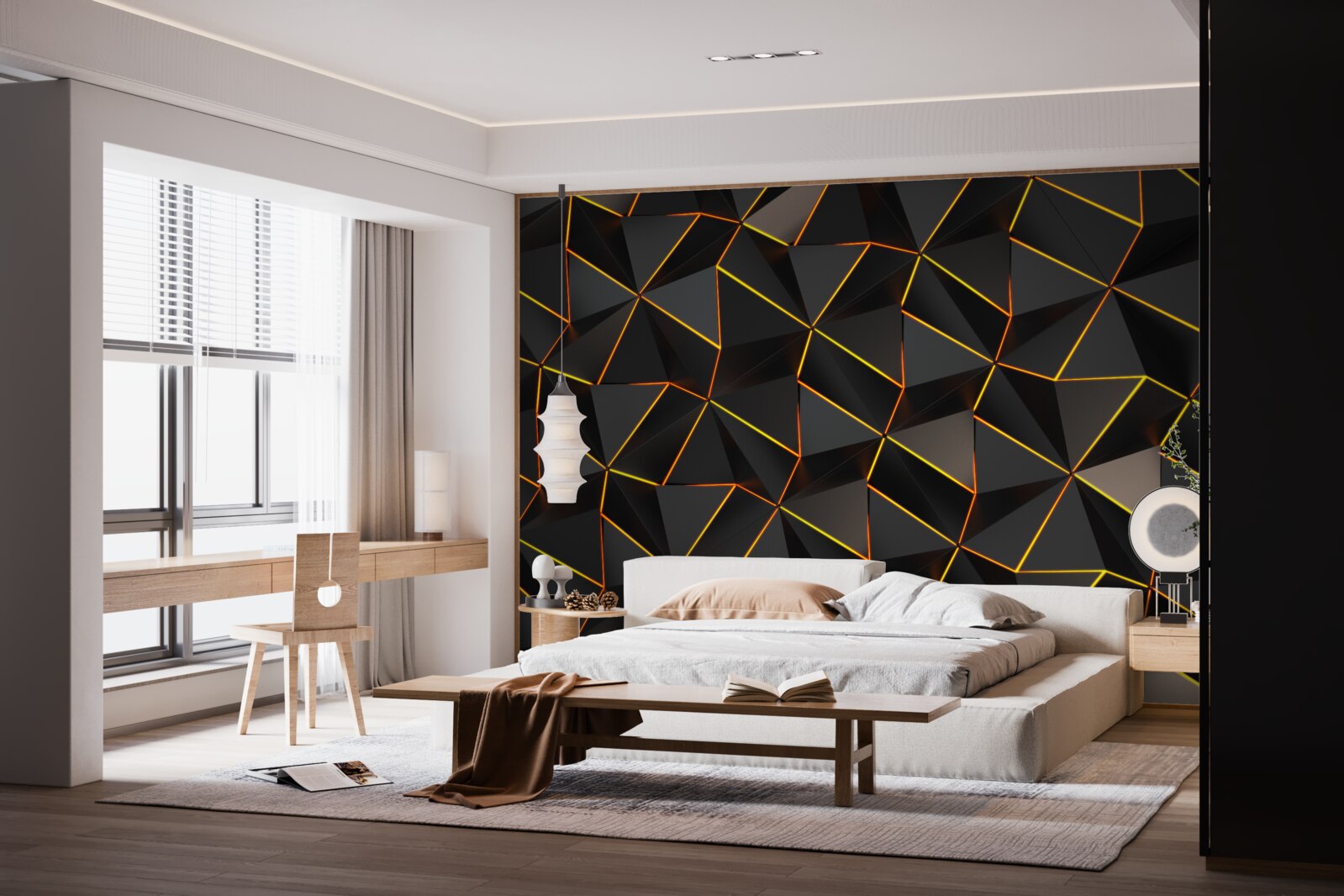 Papier peint Pyramides 3d avec or