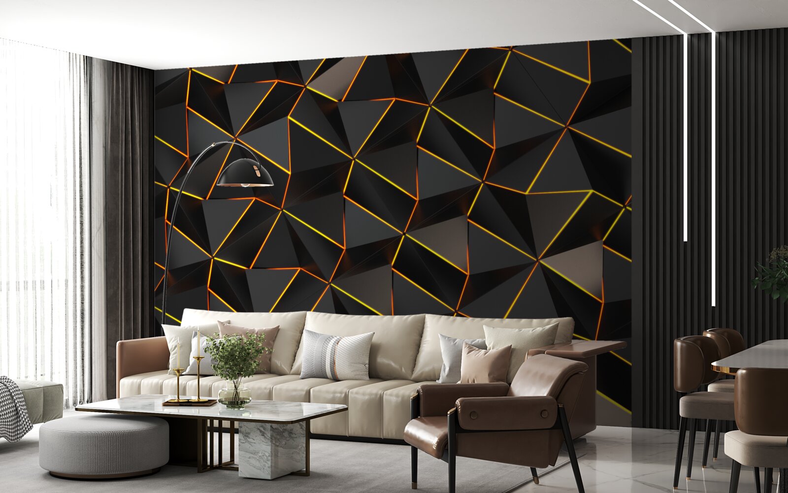 Papier peint Pyramides 3d avec or