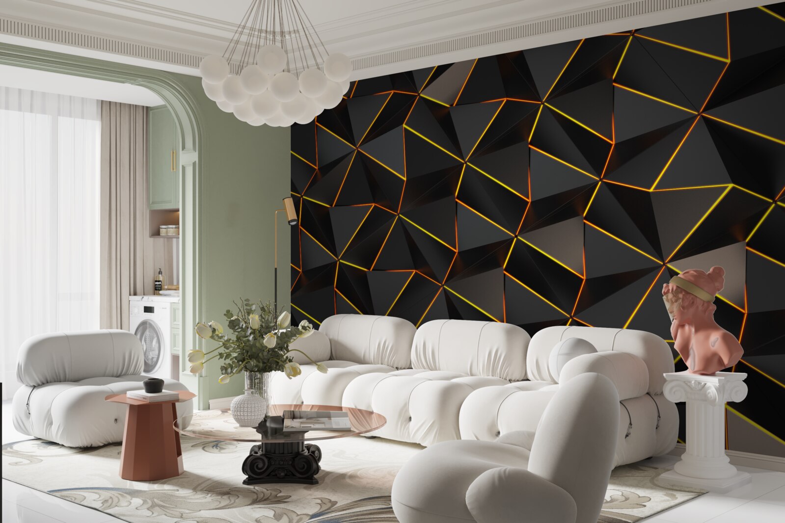 Papier peint Pyramides 3d avec or