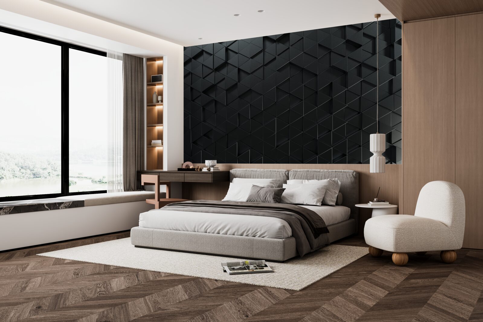 Papier peint triangles volumétriques en noir