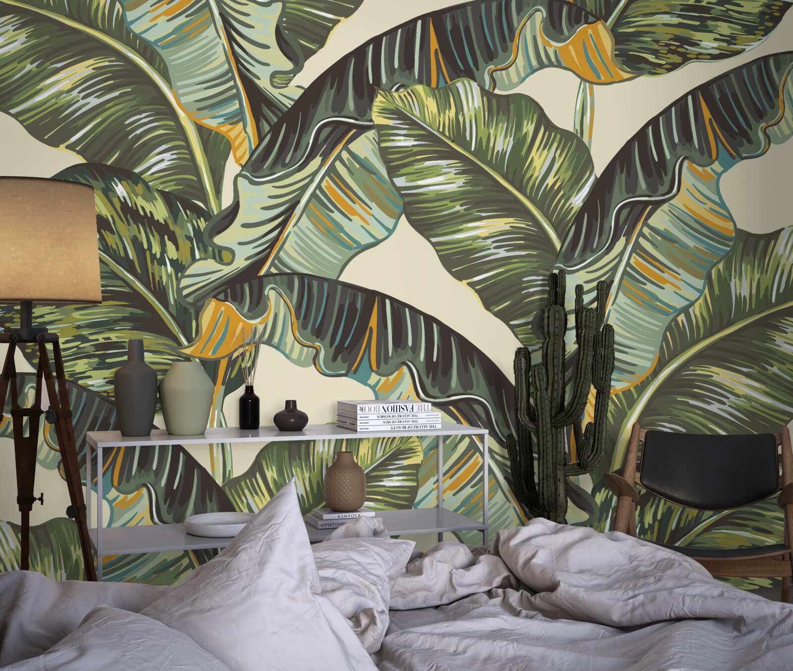 Papier peint nombreuses nuances sur les feuilles de fougère