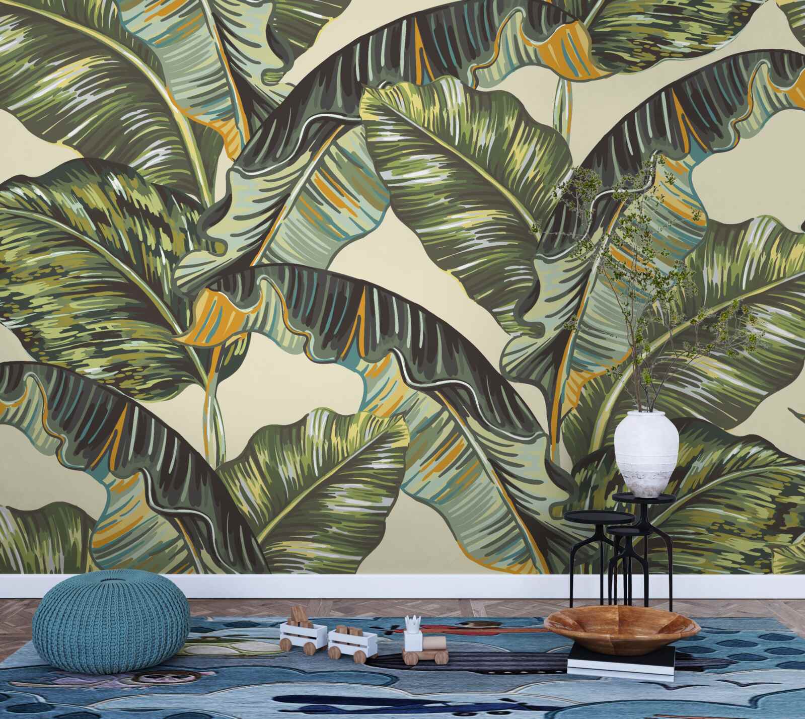 Papier peint nombreuses nuances sur les feuilles de fougère